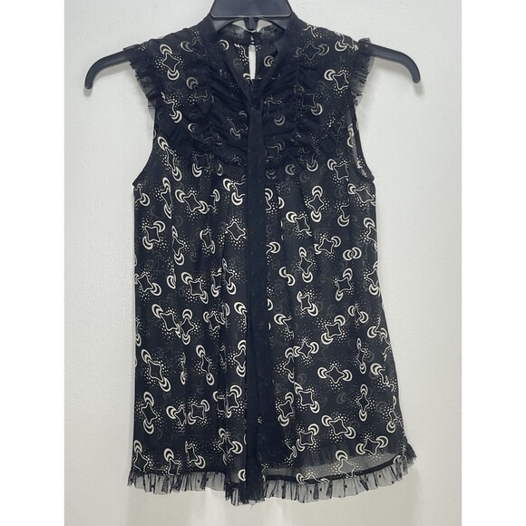 ANNA SUI for Target  Romantic Baby Doll Ruffles Mesh Tie Sleeveless top … - Picture 1 of 8